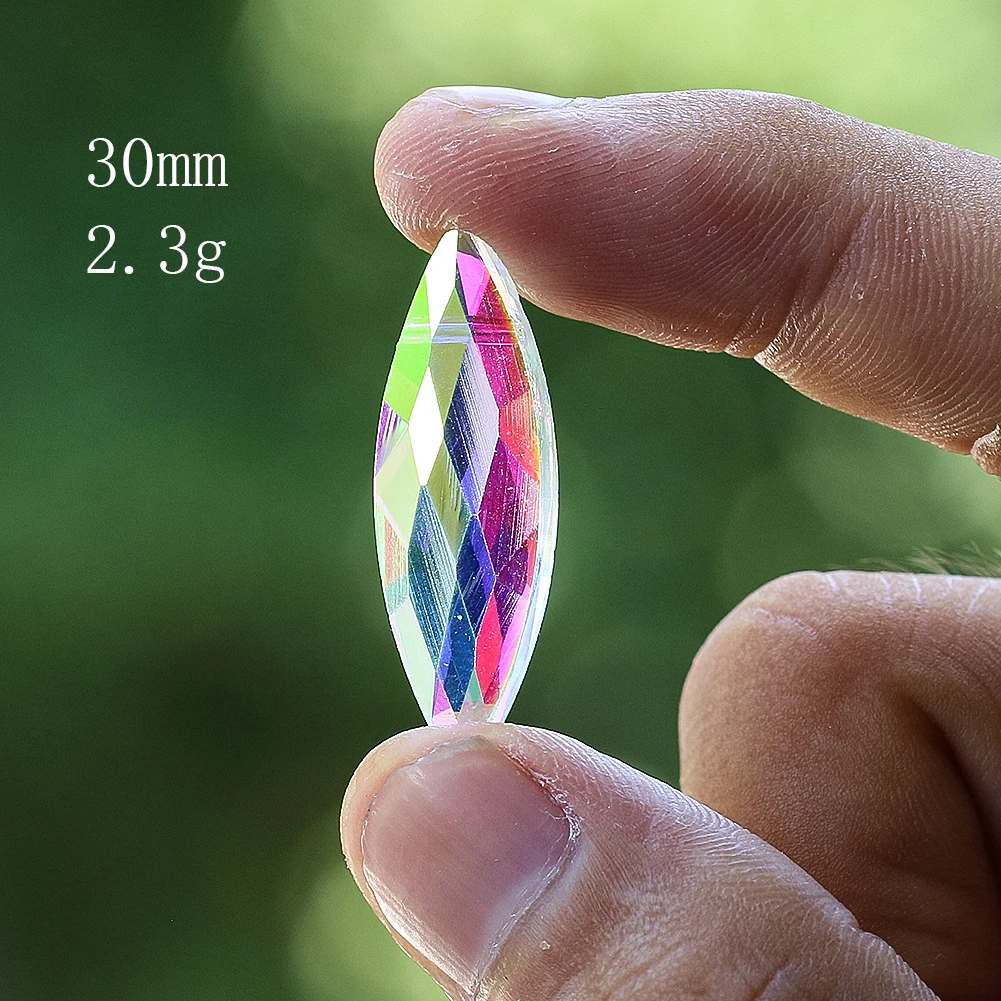 5PC 30MM arco iris AB Color de los Ojos de Rugby-Geometría de forma Ovalada de Cristal Facetado Prisma de la Serpentina de la Aurora el Sol Catcher de la Joyería de Perlas . ' - ' . 2